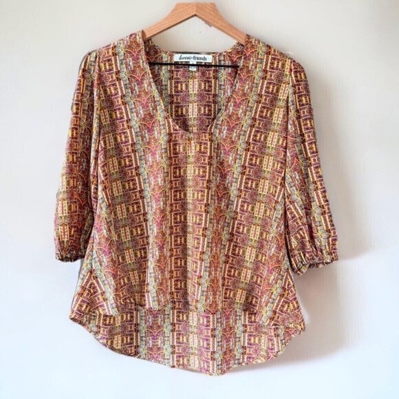 Lovers + Friends Printed Scoop-neck Blouse Small - Picture 1 of 7